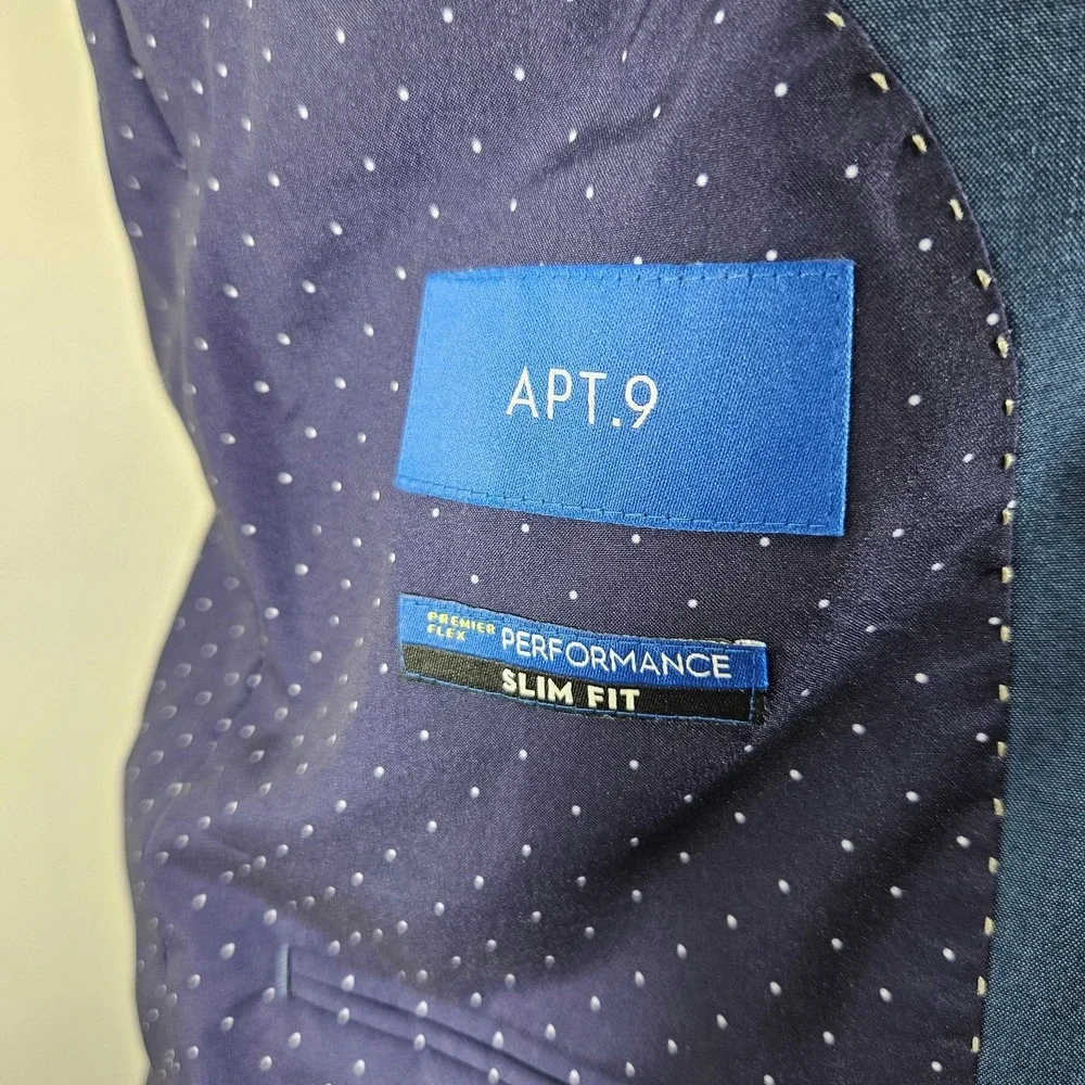 APT.9 Men's Two Button Sport Coat Blazer‎ Navy Polyester Blend Premier Flex 38R
